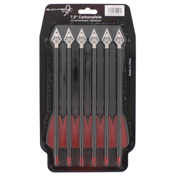 Carbonpfeile 7.5 Zoll mit Jagdspitze 6er Pack