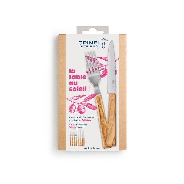 Opinel LA TABLE AU SOLEI Set, 4 Gabeln + 4 Messer, Olive bei Survivalfreunde.de