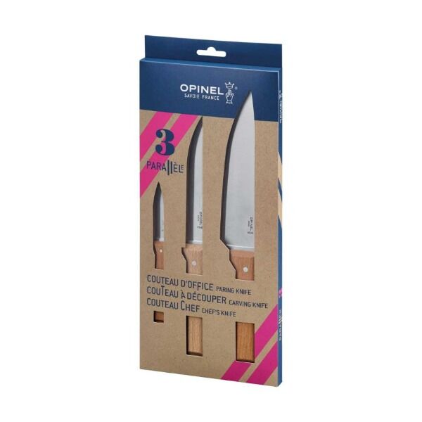Opinel PARALLELE TRIO Küchenmesser-Set, Buchenholz bei Survivalfreunde.de