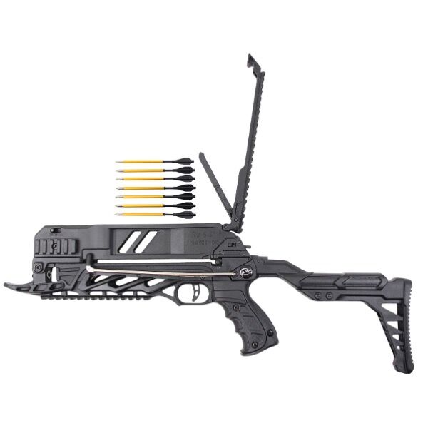 SOBEK Repetierarmbrust 80 lbs mit Mankung 7-Schuss-Magazin – Pfeile eingelegt