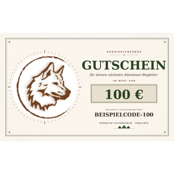 Survivalfreunde Gutschein 100 Euro – digitaler Geschenkgutschein