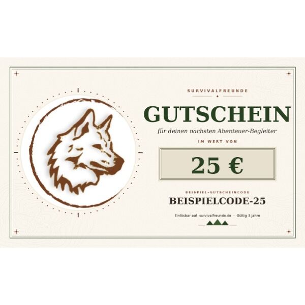 Survivalfreunde Gutschein 25 Euro – digitaler Geschenkgutschein