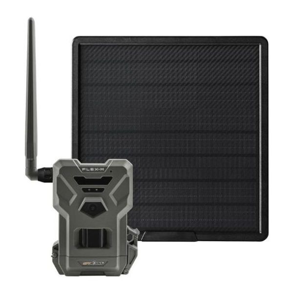 SPYPOINT FLEX-M Solar Bundle Wildkamera mit SPLB-22 Solar-Powerbank – Frontansicht