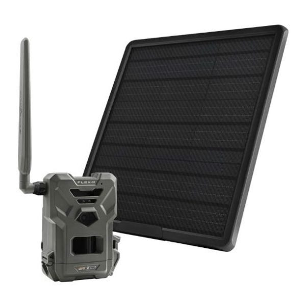 SPYPOINT FLEX-M Solar Bundle – Wildkamera und Solarpanel seitlich
