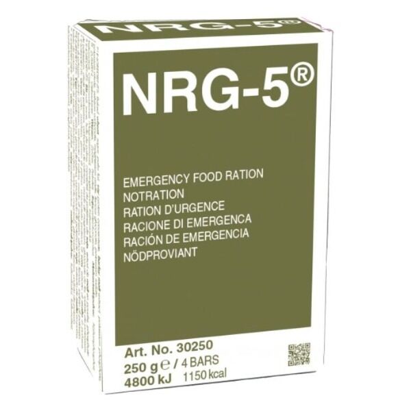 NRG-5 Notration 250g vegane Notnahrung Verpackung 4 Bars