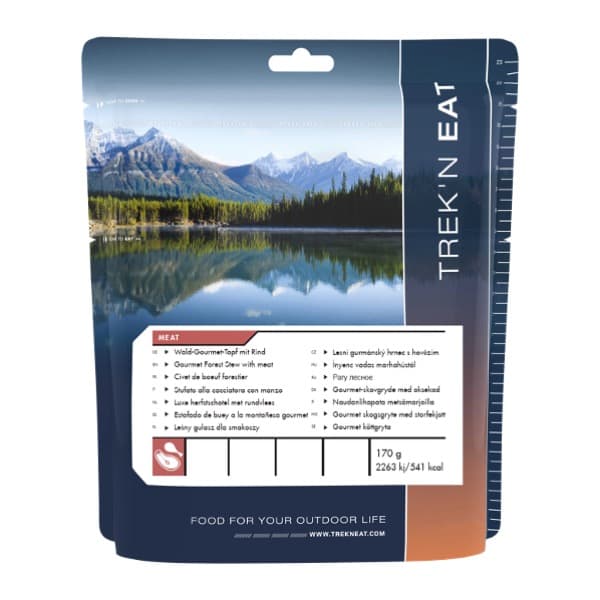 Der Trek'n Eat Wald-Gourmet-Topf ist eine gefriergetrocknete Mahlzeit, die speziell für Outdoor-Aktivitäten entwickelt wurde. Er enthält alles, was Sie für ein leckeres und sättigendes Essen in der Natur benötigen: Rindfleisch, Champignons, Zwiebeln und Nudeln.