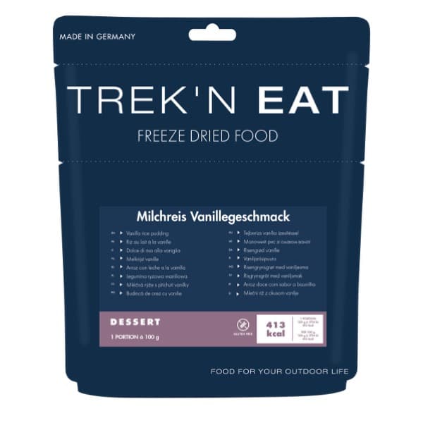 „TREK'N EAT Milchreis Vanille in Outdoor-Verpackung – cremiger Milchreis mit feinem Vanillearoma für Camping und Trekking“