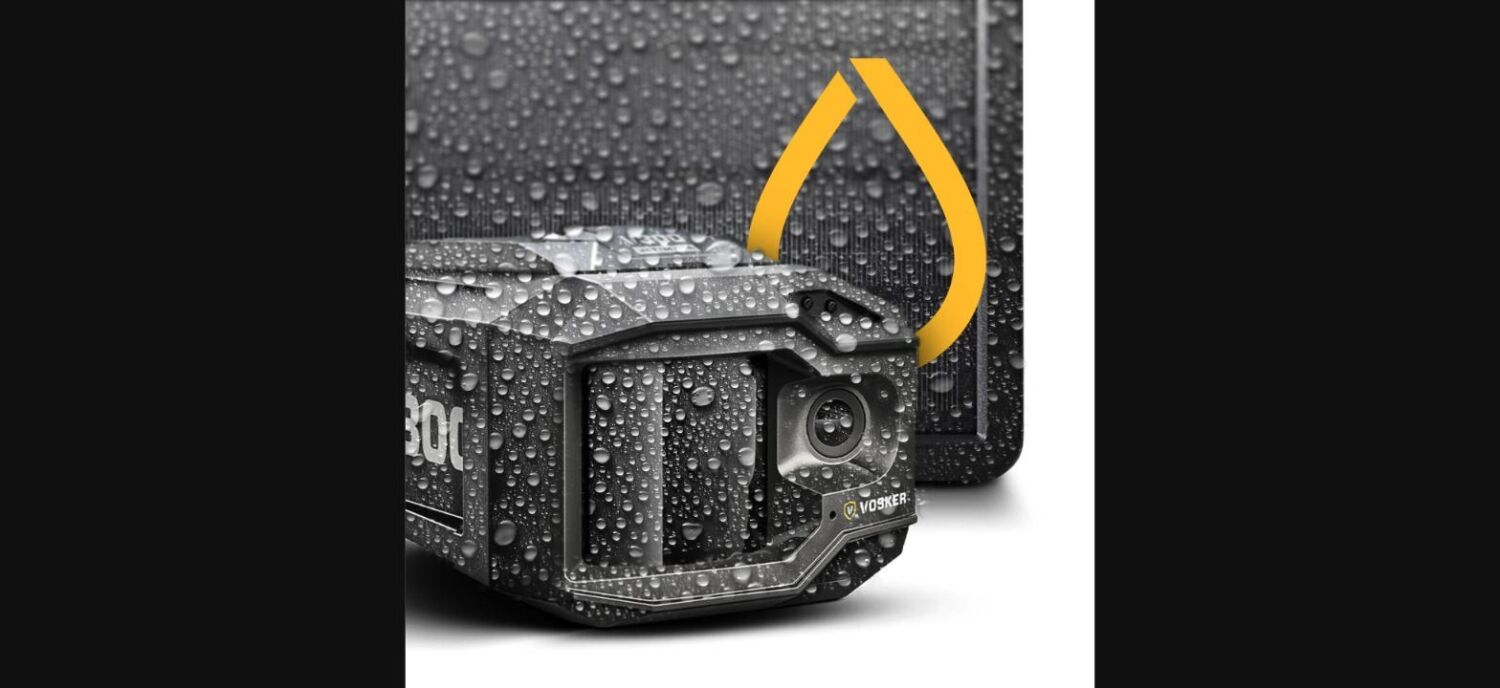 Vosker V300 Ultimate IP65 Wetterbeständigkeit – Nahaufnahme mit Wassertropfen