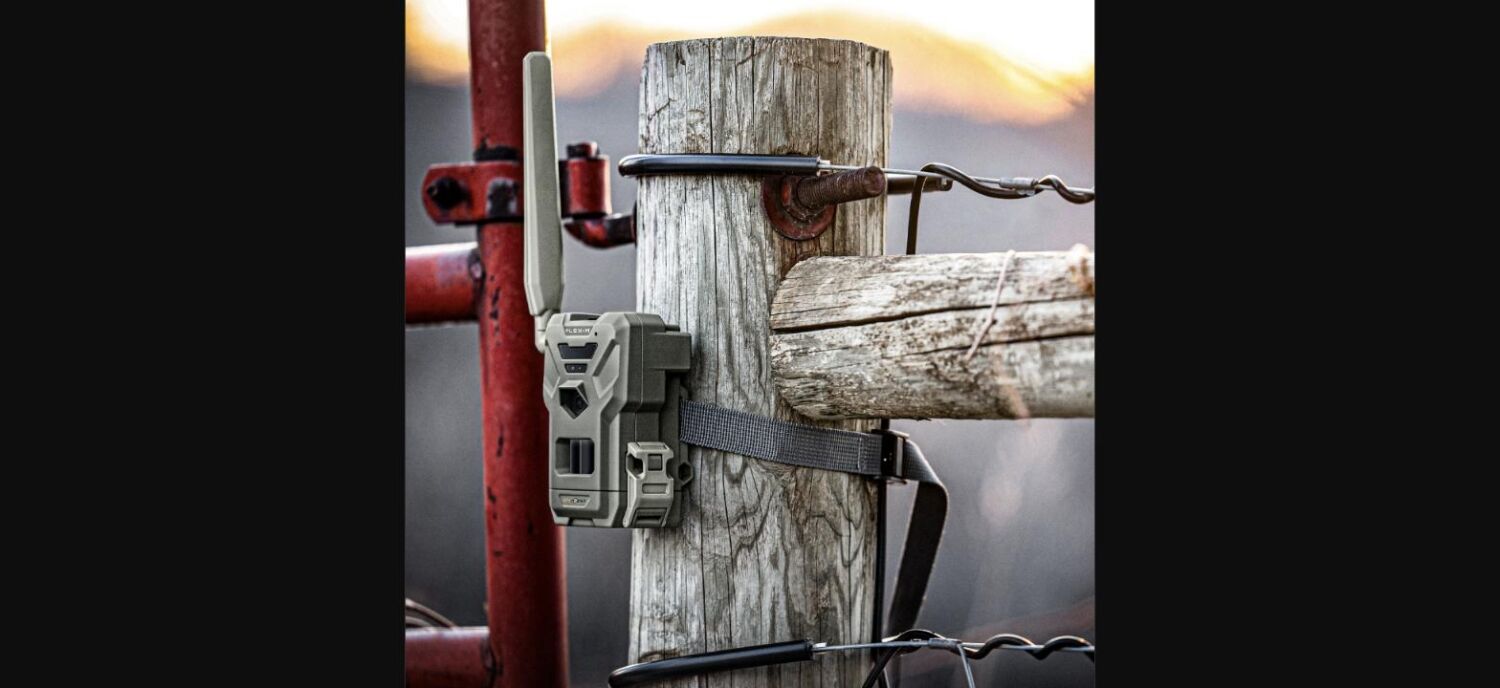 SPYPOINT FLEX-M Wildkamera am Zaunpfahl montiert im Freien