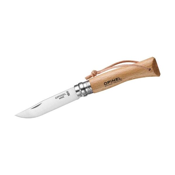 Opinel No 07 COLORAMA, Buchenholz, Lederriemen bei Survivalfreunde.de